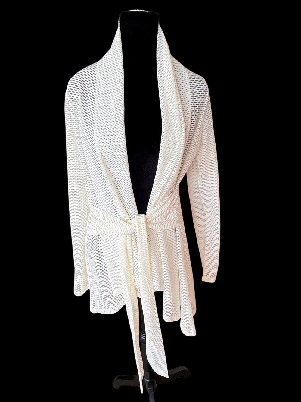Neiman Marcus Open Front Sheer Knit Duster Wrap (off white) Size M /NWT